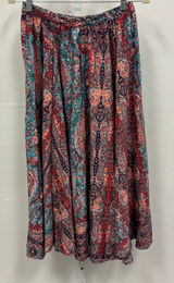 Appleseeds‎ Women's Boho Multicolor Paisley Midi Skirt Elastic Waist A13046 Photo 0