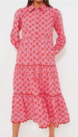 Pink City Prints Gina Pink Maxi Ling Sleeve Dress New NWT Bubblegum Photo 0