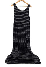Athleta Maxi Dress Womens L Striped Black White Sleeveless Empire Waist EUC Photo 0