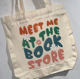 Canvas travel bag tote Meet me at the book store reusable NEW Photo 0