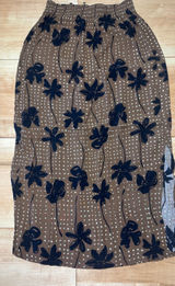 Outfit‎ JPR Brown Floral Polka Dot Rayon Midi Skirt Womens Medium Side Slit USA Photo 0