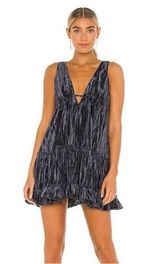 NWT Free People Blue Pleated Plush Swing Dress Photo 0