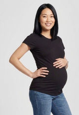 2Pk NEW Maternity Ingrid & Isabel Black Crew Neck T-Shirt Size M Non-Ruched Photo 0