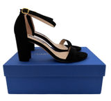 Stuart Weitzman Nearlynude Black Suede Block Heel Sandals ZW59314 Size 8 Photo 0