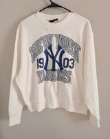 PacSun The Wild Collective New York Yankees Sweatshirt Women XS Cream MLB Crew Photo 0