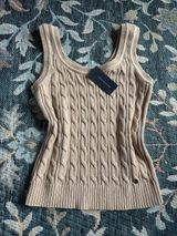 NEW Tommy Hilfiger Beige Cable Knit V-Neck Sweater Tank Size Small Photo 0
