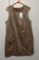 a new day Taupe Faux-Suede Sleeveless Shift Dress Photo 0