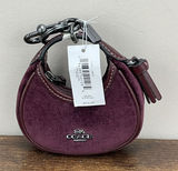 New Coach Mini Carmen Bag Charm Keychain Burgundy Velvet Leather Gunmetal CCF19 Photo 0