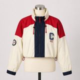 Champion USA Colorblock Cropped Windbreaker Jacket Red Blue Large Retro‎ NEW Photo 0