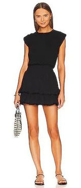 Revolve‎ Heirloom Women Cotton Mini Dress SmallBlack Waist Tiered Ruffle Gauze Photo 0
