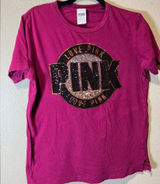 Victorias Secret Pink Rare Bling Campus "Love Pink" Scoopneck/Crew Teeshirt‎ Xs Photo 0