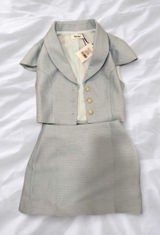 NWT Showpo Blue Tweed Two Piece Skirt Set Photo 0