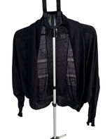 Free People Black Linen Blend Batwing Cardigan Open Front Knit Sweater XS/S‎ Photo 0
