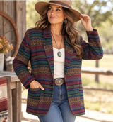 Vintage 90s Tracy Evans Size L Southwestern Aztec Blazer Jacket Boho Western Photo 0