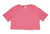 Missguided Striped Waffle Knit Crop Top Tee Womens MED Pink Red Short Sleeve Boxy Photo 0