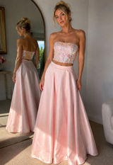 Hugo Buscati Vintage 90s Pink Sequin Prom Set Iridescent Tube Top Maxi Skirt Fairy Y2K Photo 0