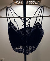 PINK Victoria's Secret Black Lace Bralette with Strappy Back Photo 0