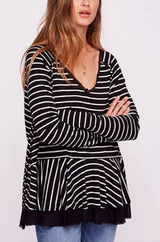 ✨Free People Tangerine Stripe Black Sz Small Top✨ Photo 0
