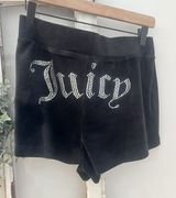 NWT Juicy Couture Black Velour Rhinestone Logo Shorts Women's M Y2K Loungewear Photo 0