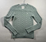 Abercrombie & Fitch Women’s M Green Cable Knit Crewneck Sweater Long Sleeve Photo 0