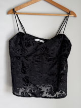 Abercrombie & Fitch Black Floral Burnout Velvet Cami Tank Photo 0
