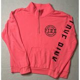 PINK Victoria's Secret Love Pink 1/4 Zip Sweatshirt Neon Logo Sleeve Large Photo 0