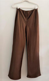 Reformation Gale Satin Mid Rise Bias Pant in Pinecone Brown Photo 0