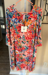 Agnes & Dora Walker Dress Bloom Allover Print Floral Smocked Sleeve Pink Medium Photo 0