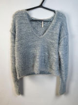Free People - Size XS - Serendipity V-Neck Fuzzy Eyelash Sweater‎ in Storm Combo Photo 0