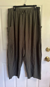NWT XL TARSE Green Linen Wide Leg Palazzo Harem Pants with Pockets Photo 0
