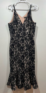 Dress the Population Isabelle Black Lace Midi Dress with Cream Lining Large Photo 0