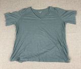 Eileen Fisher Shirt Womens M Blue V-Neck Short Sleeve Organic Cotton Jersey Top Photo 0
