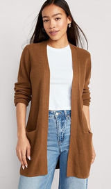 NWT Old Navy Brown Textured Long-Line Open-Front Cardigan Sweater Photo 0
