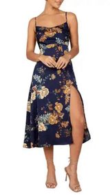 Petal & Pup Alejandra Cowl Neck Midi Dress Blue Floral Size 4‎ NWT Photo 0