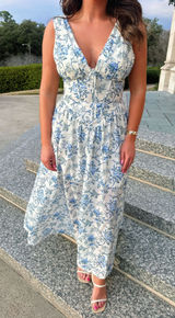 Floral Maxi Dress Blue Size M Photo 0