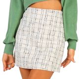Princess Polly Tweed Mini Skirt Caroline Ivory Black Size 4 Photo 0