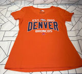 NFL Team Apparel Denver Broncos‎ XL Orange V-Neck Graphic T-Shirt Short Sleeve Photo 0