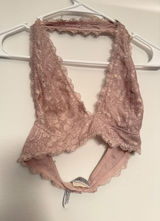 Intimately Free People Galloon Lace Halter Bralette‎ Mauve Pink Small OB401941 Photo 0