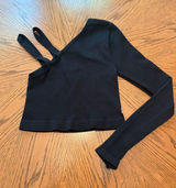 Free People FP Movement One Shoulder Long Sleeve Ribbed Crop Top Black XS/S Photo 0
