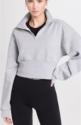 ALO Yoga Vixen Fleece 1/4 Zip Sweatshirt Athletic Heather Grey Photo 0