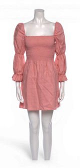 Reformation Zoya Smocked Linen A-Line Mini Dress Pink Shirred Romantic Women S Photo 0