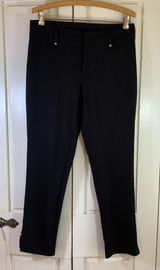 Michael Kors Women Black Ankle Dress Pants Gold Hardware Stretch Size 6 Nautical Photo 0