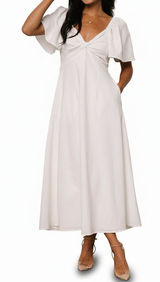 Baltic Born Indie Back Tie Dress Off White Maxi Dress NWT Large Photo 0