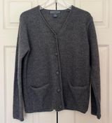 Vintage Herman Geist grey button-up wool cardigan sweater front pockets sz small Photo 0