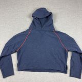 Lululemon Hoodie Womens 10 Blue Lightweight Cropped Pullover Raglan Logo Top Photo 0