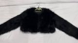 Faux Fur Cropped Shawl Black Photo 0