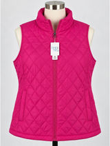 Time and Tru Women's XL Diamond Quilt Core Vest Shocking Pink Coquette NWT Photo 0