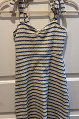 Altar'd State Cream and Navy Striped Mini Dress Photo 0