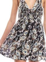 Free People Washed Ashore Halter Mini Dress Black Floral Size L Photo 0