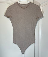 Abercrombie‎ Short-Sleeve Cotton Seamless Fabric Crew Bodysuit Brown Heathered S Photo 0